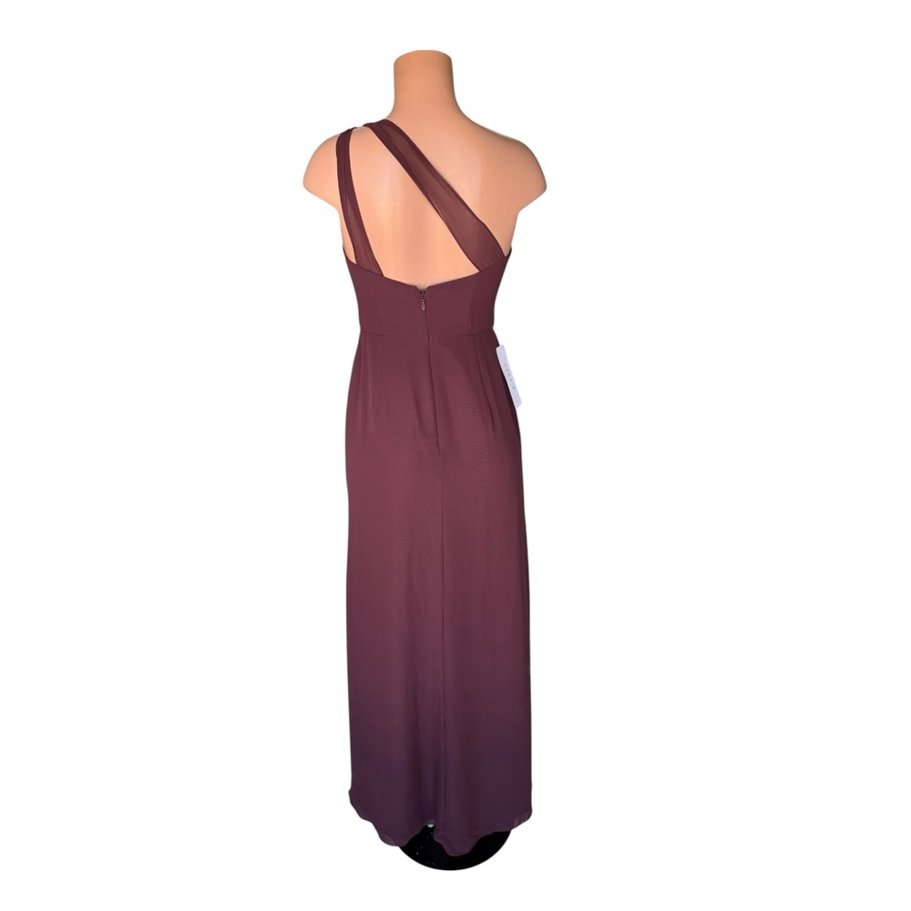 Azazie Maive One Shoulder Sangria Chiffon Dress Size 4 - Picture 12 of 16